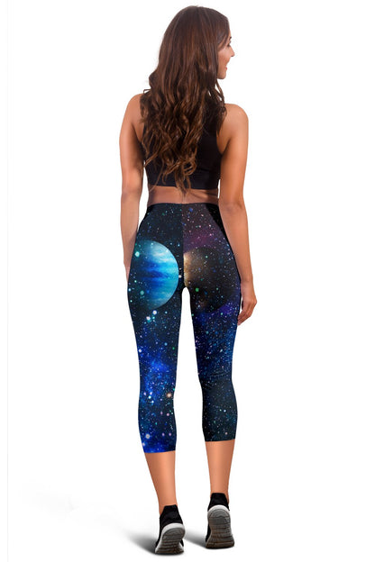 Galaxy Stardust Planet Space Print Women Capris