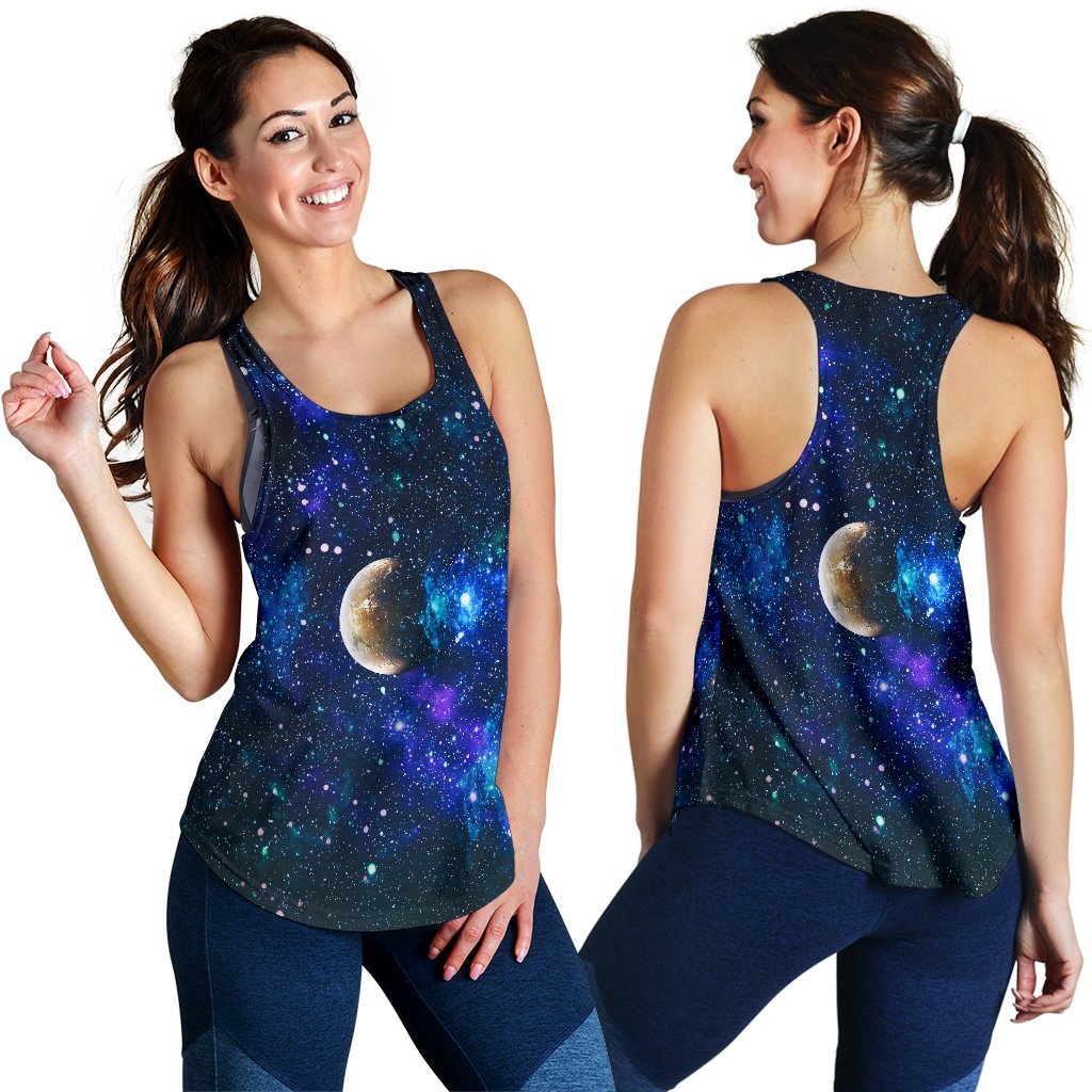 Galaxy Stardust Planet Space Print Women Racerback Tank Top