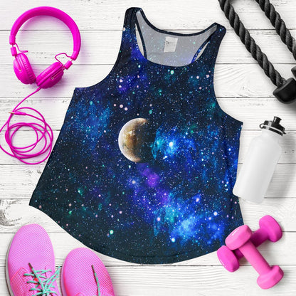 Galaxy Stardust Planet Space Print Women Racerback Tank Top