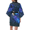 Galaxy Stardust Planet Space Print Women Short Kimono Robe