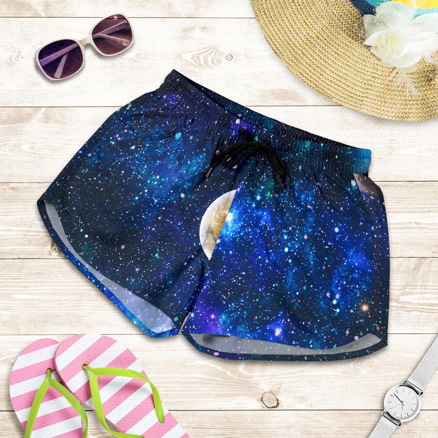 Galaxy Stardust Planet Space Print Women Shorts-JTAMIGO.COM