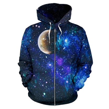 Galaxy Stardust Planet Space Print Zip Up Hoodie