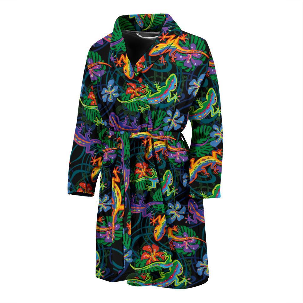Gecko Colorful Pattern Print Design 01 Men Bathrobe-JORJUNE.COM