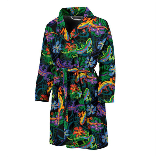 Gecko Colorful Pattern Print Design 01 Men Bathrobe-JORJUNE.COM