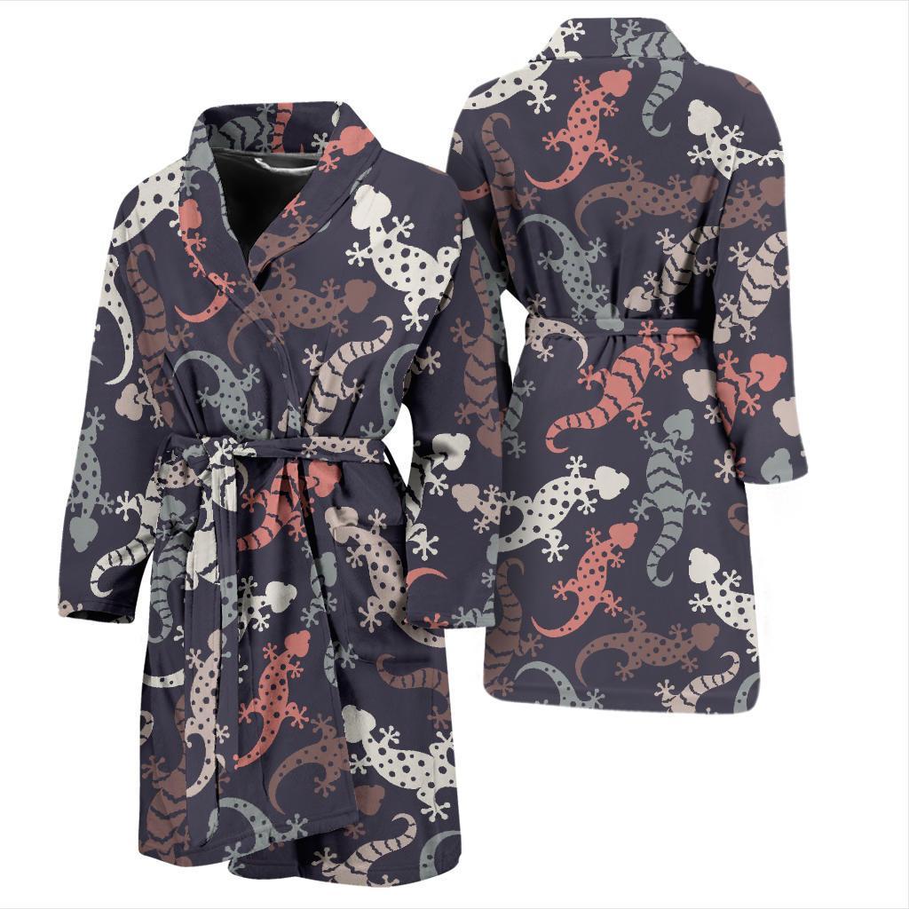 Gecko Pattern Print Design 02 Men Bathrobe-JORJUNE.COM