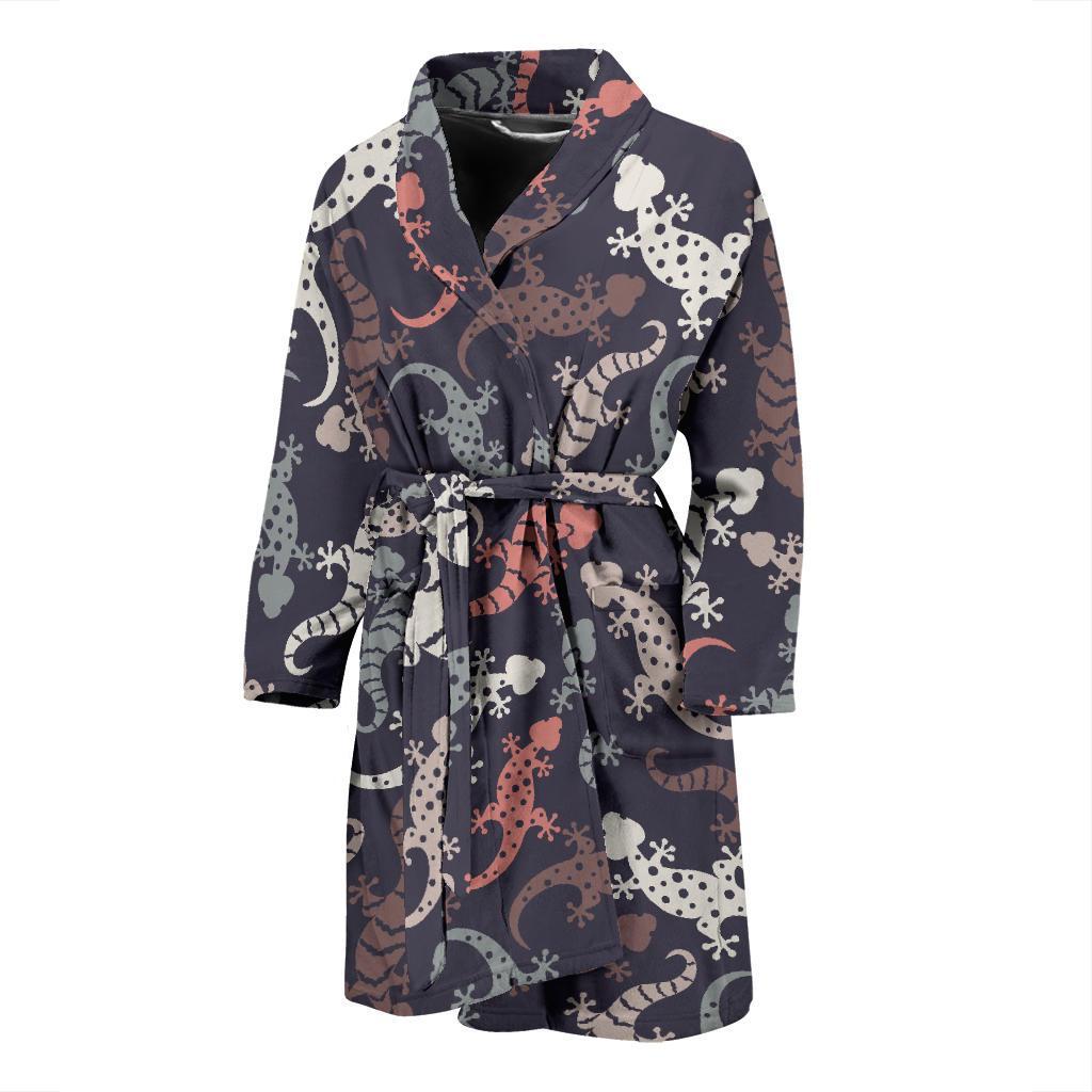 Gecko Pattern Print Design 02 Men Bathrobe-JORJUNE.COM