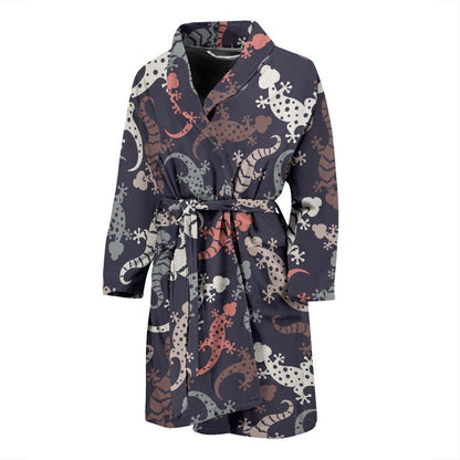 Gecko Pattern Print Design 02 Men Bathrobe-JORJUNE.COM