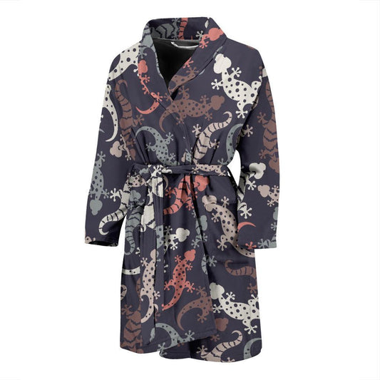 Gecko Pattern Print Design 02 Men Bathrobe-JORJUNE.COM