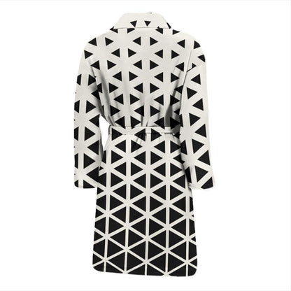 Geometric Black White Pattern Print Design 03 Men Bathrobe-JORJUNE.COM