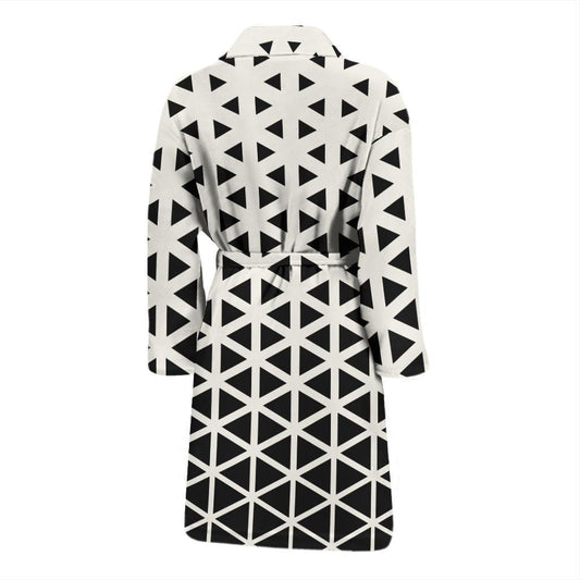 Geometric Black White Pattern Print Design 03 Men Bathrobe-JORJUNE.COM