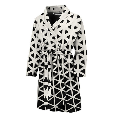 Geometric Black White Pattern Print Design 03 Men Bathrobe-JORJUNE.COM