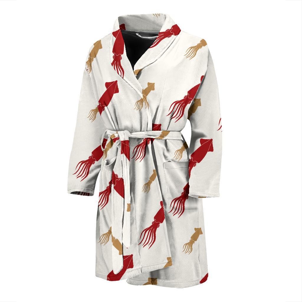 Giant Squid Pattern Print Design 01 Men Bathrobe-JORJUNE.COM