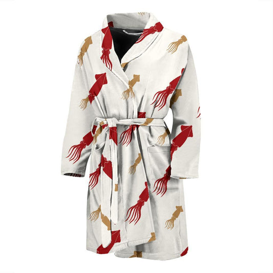 Giant Squid Pattern Print Design 01 Men Bathrobe-JORJUNE.COM