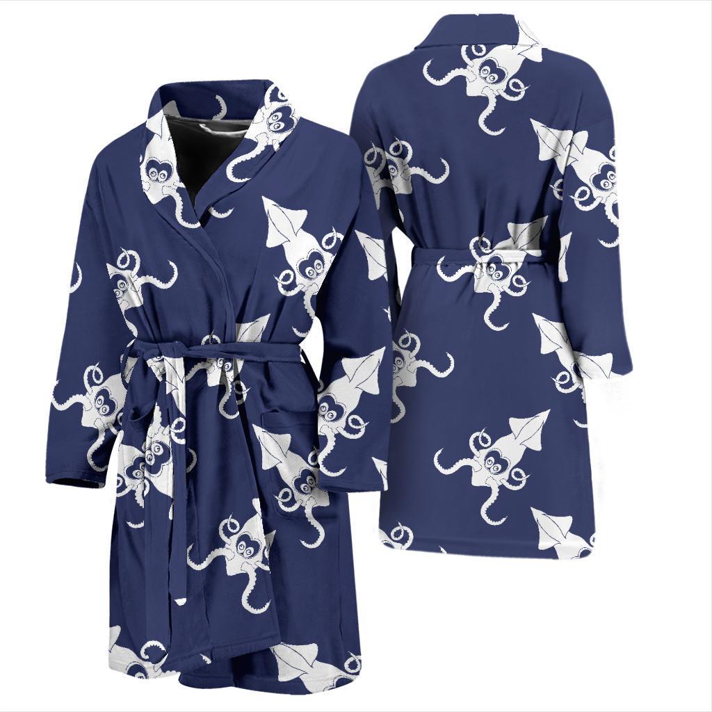 Giant Squid Pattern Print Design 02 Men Bathrobe-JORJUNE.COM