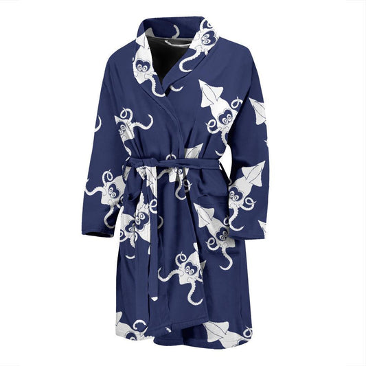 Giant Squid Pattern Print Design 02 Men Bathrobe-JORJUNE.COM