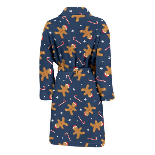 Gingerbread Pattern Print Design 01 Men Bathrobe-JORJUNE.COM
