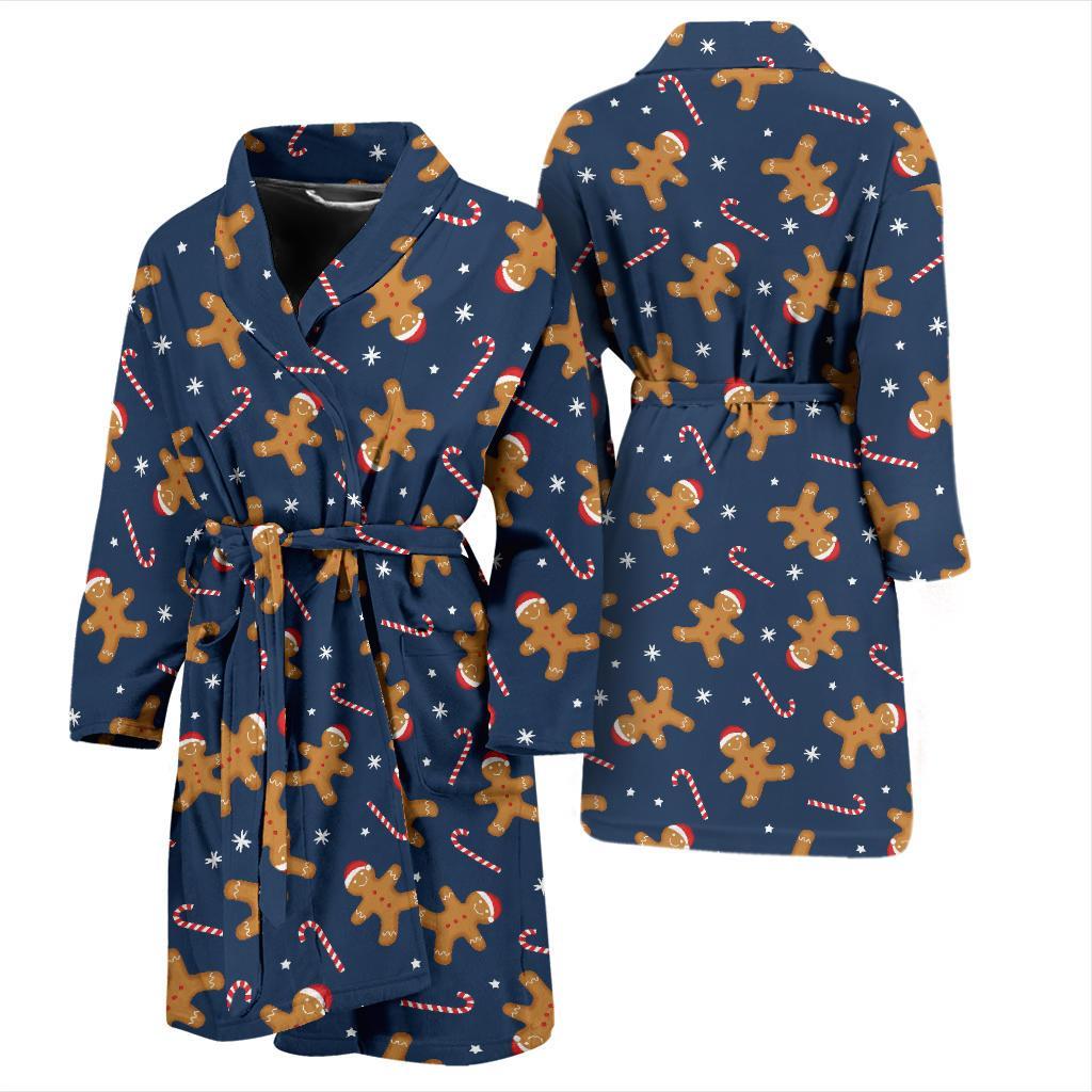 Gingerbread Pattern Print Design 01 Men Bathrobe-JORJUNE.COM