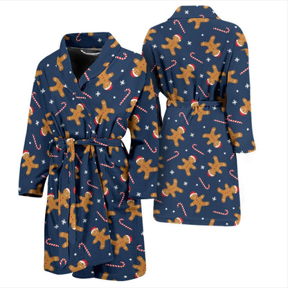 Gingerbread Pattern Print Design 01 Men Bathrobe-JORJUNE.COM