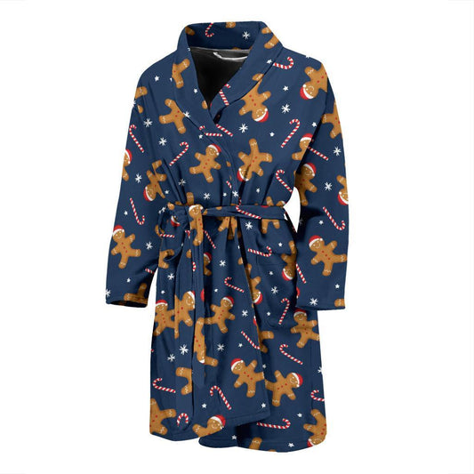 Gingerbread Pattern Print Design 01 Men Bathrobe-JORJUNE.COM