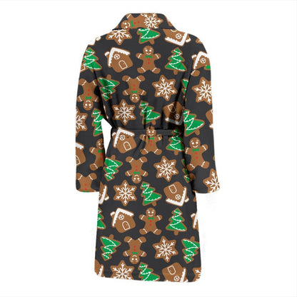 Gingerbread Pattern Print Design 02 Men Bathrobe-JORJUNE.COM
