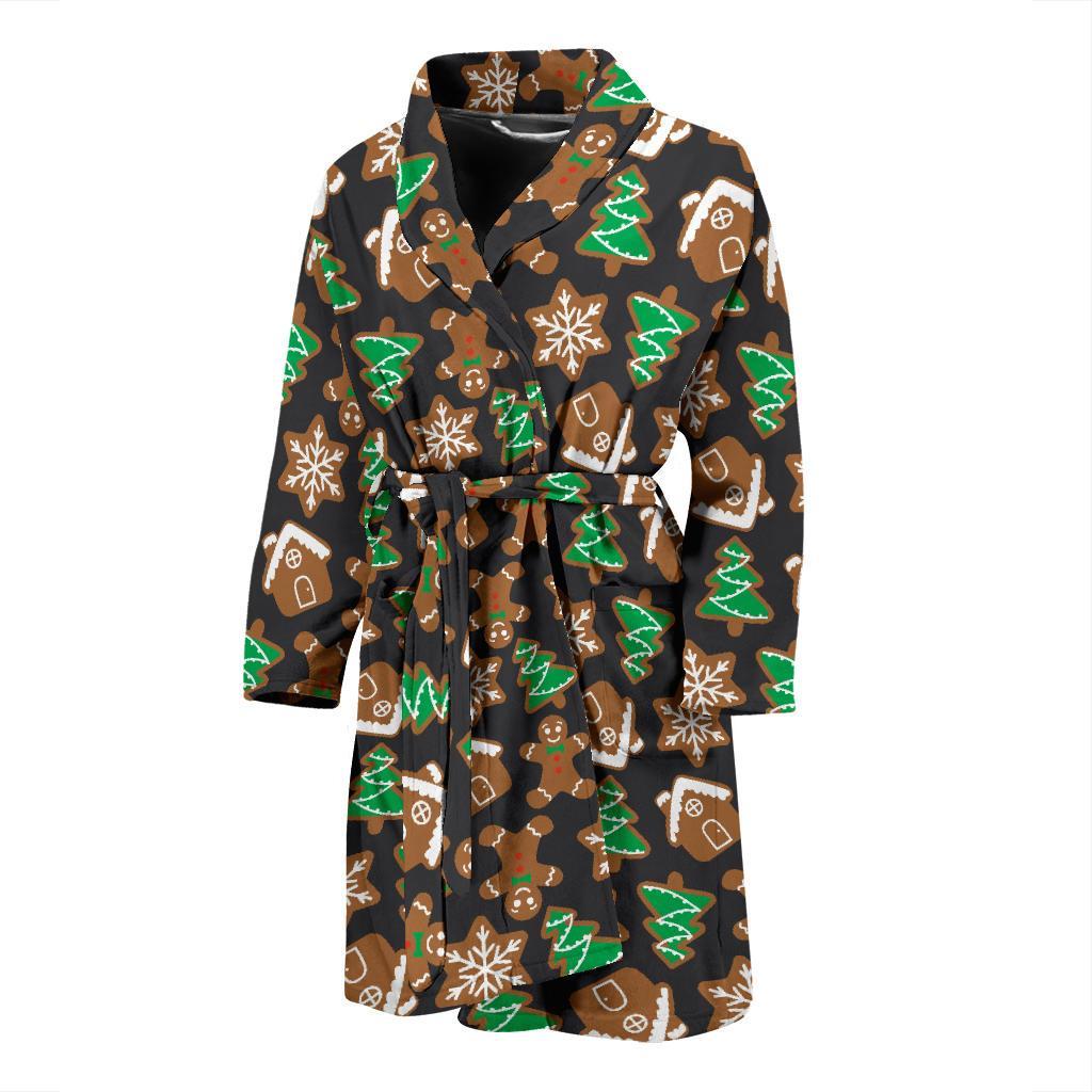 Gingerbread Pattern Print Design 02 Men Bathrobe-JORJUNE.COM