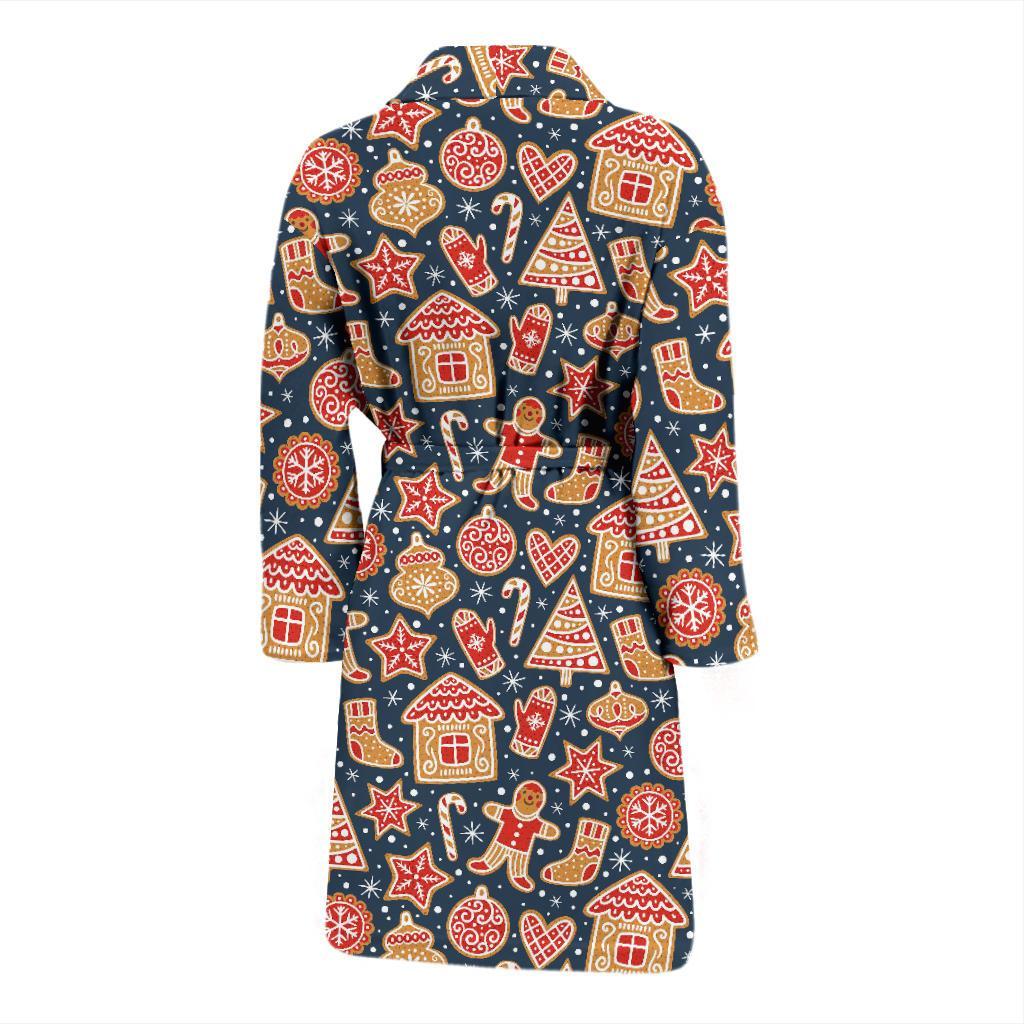 Gingerbread Pattern Print Design 03 Men Bathrobe-JORJUNE.COM