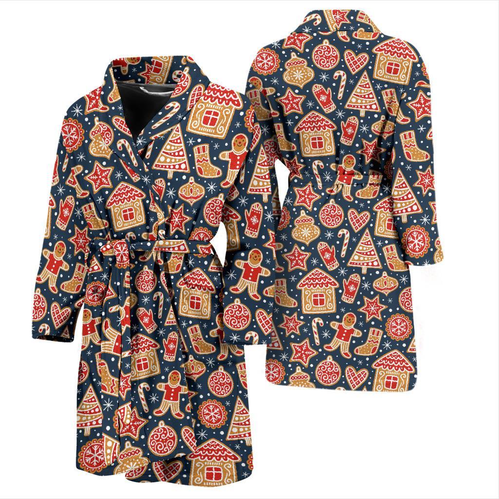 Gingerbread Pattern Print Design 03 Men Bathrobe-JORJUNE.COM