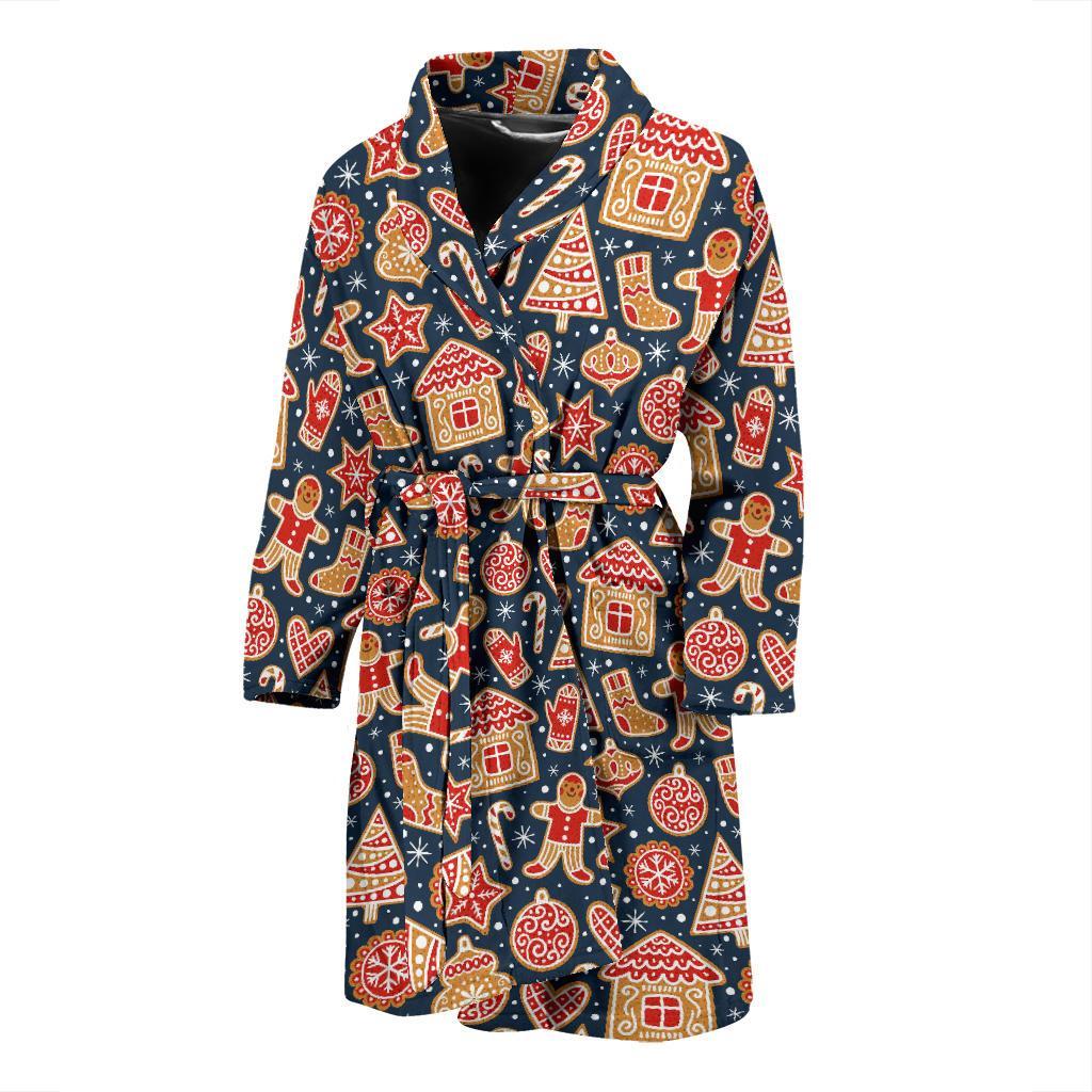 Gingerbread Pattern Print Design 03 Men Bathrobe-JORJUNE.COM