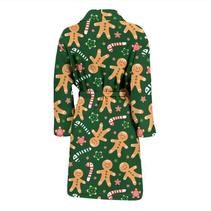 Gingerbread Pattern Print Design 04 Men Bathrobe-JORJUNE.COM