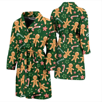Gingerbread Pattern Print Design 04 Men Bathrobe-JORJUNE.COM