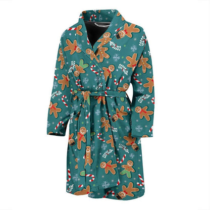 Gingerbread Pattern Print Design 05 Men Bathrobe-JORJUNE.COM