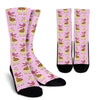 Giraffe Cute Pink Polka Dot Print Crew Socks