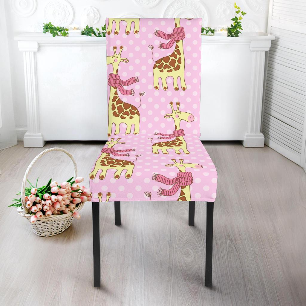 Giraffe Cute Pink Polka Dot Print Dinning Chair Slipper-JTAMIGO.COM