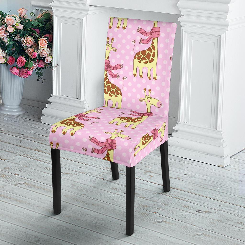 Giraffe Cute Pink Polka Dot Print Dinning Chair Slipper-JTAMIGO.COM