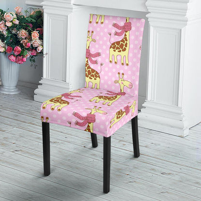 Giraffe Cute Pink Polka Dot Print Dinning Chair Slipper-JTAMIGO.COM