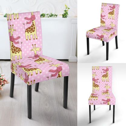 Giraffe Cute Pink Polka Dot Print Dinning Chair Slipper-JTAMIGO.COM