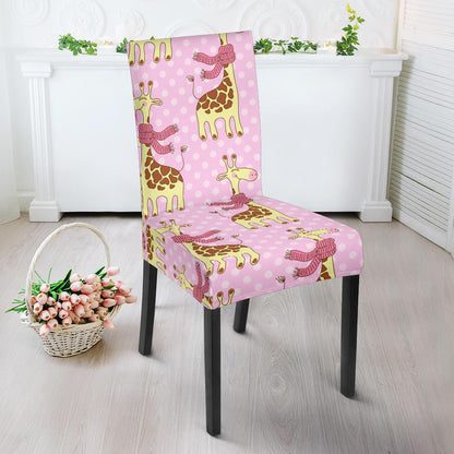 Giraffe Cute Pink Polka Dot Print Dinning Chair Slipper-JTAMIGO.COM