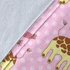Giraffe Cute Pink Polka Dot Print Fleece Blanket