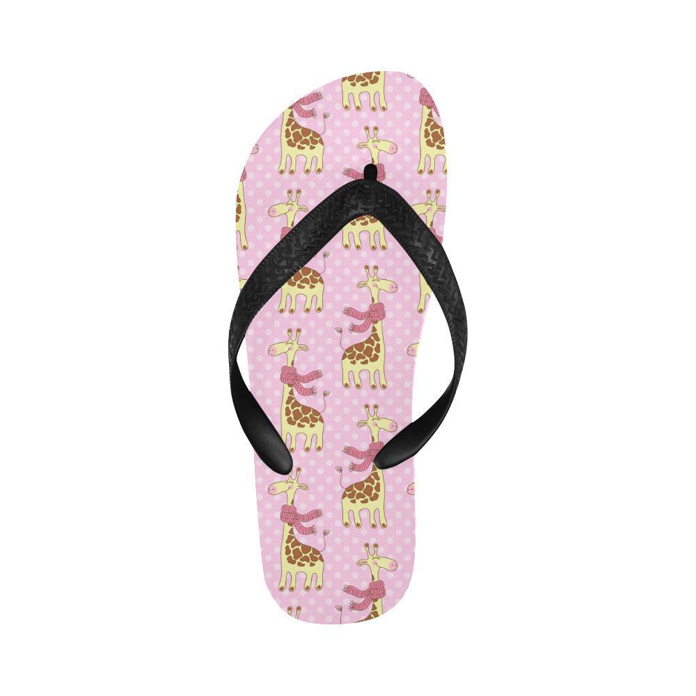 Giraffe Cute Pink Polka Dot Print Flip Flops-JTAMIGO.COM