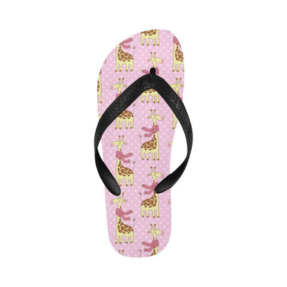 Giraffe Cute Pink Polka Dot Print Flip Flops-JTAMIGO.COM