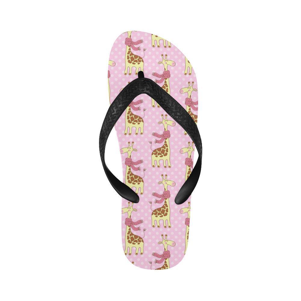 Giraffe Cute Pink Polka Dot Print Flip Flops-JTAMIGO.COM