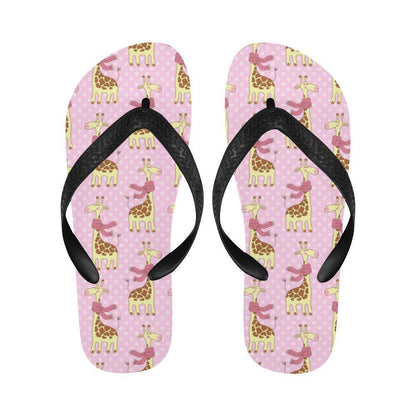 Giraffe Cute Pink Polka Dot Print Flip Flops-JTAMIGO.COM