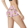 Giraffe Cute Pink Polka Dot Print High Waisted Spandex Shorts-JTAMIGO.COM