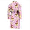 Giraffe Cute Pink Polka Dot Print Men Bath Robe-JTAMIGO.COM