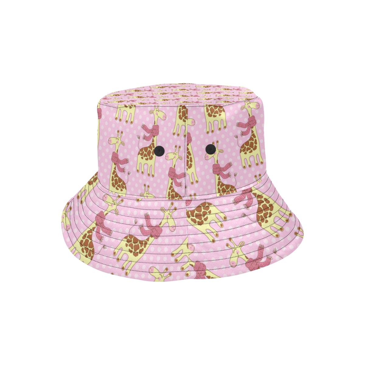 Giraffe Cute Pink Polka Dot Print Unisex Bucket Hat