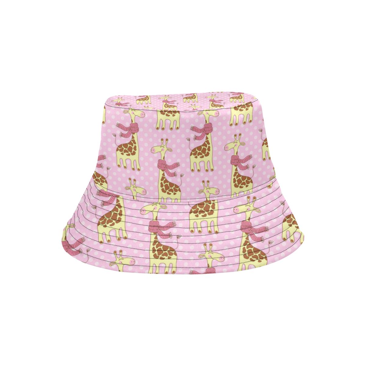 Giraffe Cute Pink Polka Dot Print Unisex Bucket Hat
