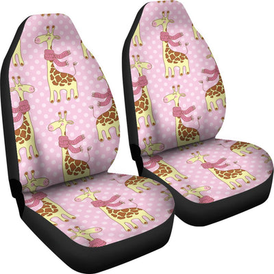 Giraffe Cute Pink Polka Dot Print Universal Fit Car Seat Covers