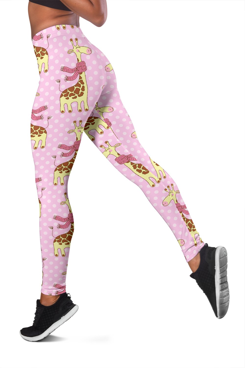 Giraffe Cute Pink Polka Dot Print Women Leggings