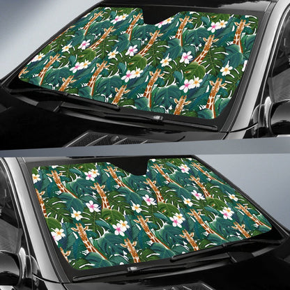 Giraffe Jungle Design Print Car Sun Shade For Windshield