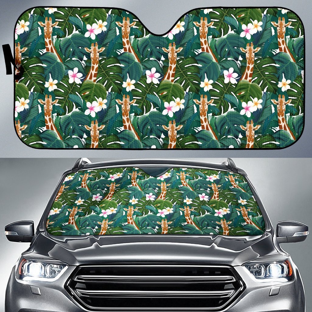 Giraffe Jungle Design Print Car Sun Shade For Windshield